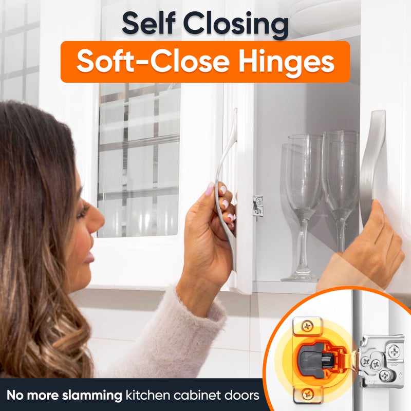 Decobasics 10 Pack Soft Close Cabinet Hinges â€“ 1/2" Overlay for Kitchen Cabinet Doors, Slow Self-Closing Concealed Hidden Hinges for Face Frame â€“Stainless Steel, 3-Way Adjustable & Quiet Close Damper - Image 3